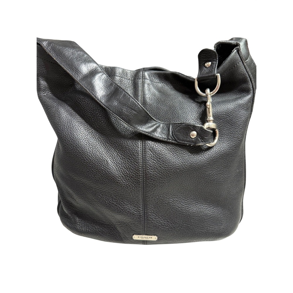 Coach VTG Hobo Bag Womens Large Black GUC Pebbled Leather Silver Hardware F23310